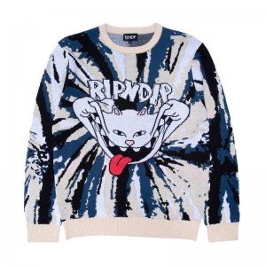 Ripndip Big Smile Knit Sweaters Cream / Navy | CA CE2151