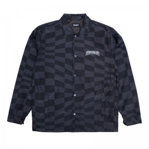 Ripndip Checked Coaches Jackets Black / Grey | CA JJ2491