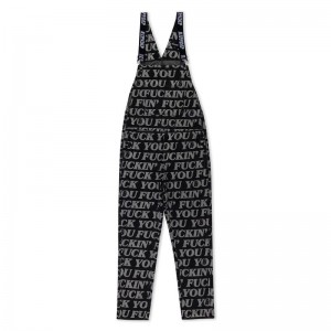 Ripndip Fuckin Fuck Denim Overalls Pants Black | CA CE2382