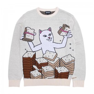 Ripndip Lets Get this Bread Knit Sweaters Beige | CA KI2147