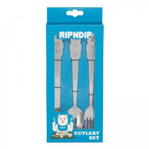 Ripndip Lord Nermal 3 PC Cutlery Set Accessories Silver | CA BC2756