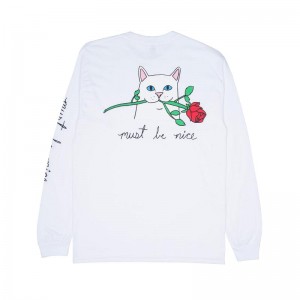 Ripndip Romantic Nerm Long Sleeve White | CA JJ2439