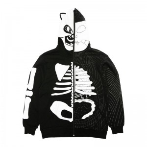 Ripndip Skelly Anatomy Full Zip Hoodie Black / White | CA WY2532