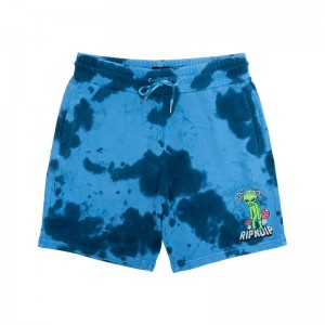 Ripndip Space Gang Sweat Shorts Navy Wash | CA HK2171