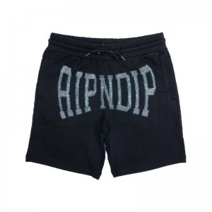 Ripndip Summer Revenge Rhinestone Sweat Shorts Black | CA NB2180