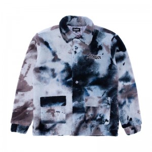 Ripndip Warped Tie Dye Sherpa Jackets Navy / Purple | CA EX2505