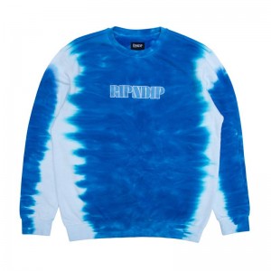 Ripndip Wilshire Embroidered Crewneck Hoodie Blue Stripes | CA DN2573