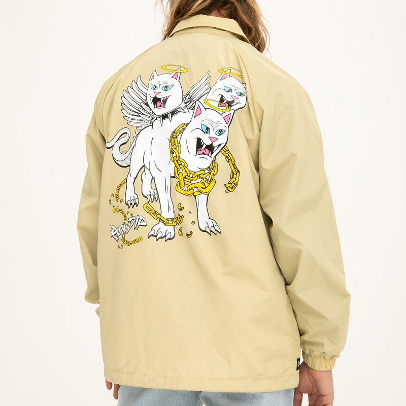 Ripndip 3 Heads Coach Jackets Khaki | CA PQ2498