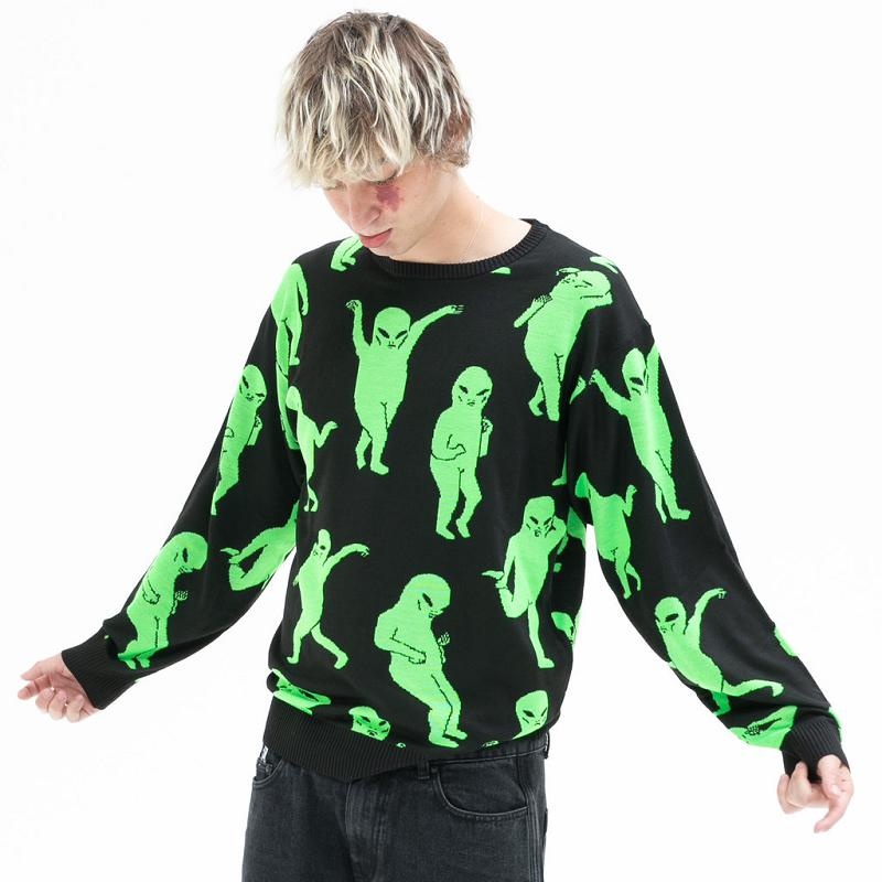 Ripndip Alien Dance Party Knit Sweaters Black | CA DN2142