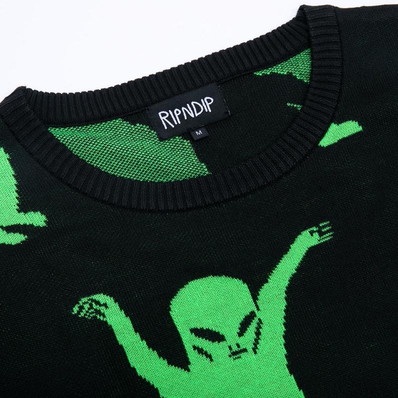 Ripndip Alien Dance Party Knit Sweaters Black | CA DN2142