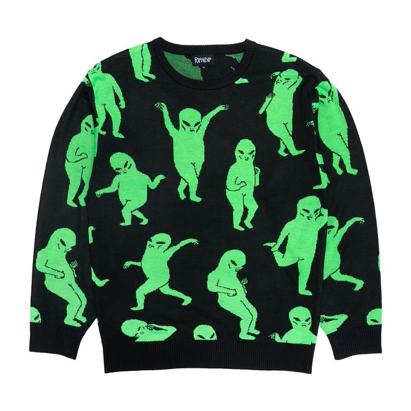 Ripndip Alien Dance Party Knit Sweaters Black | CA DN2142