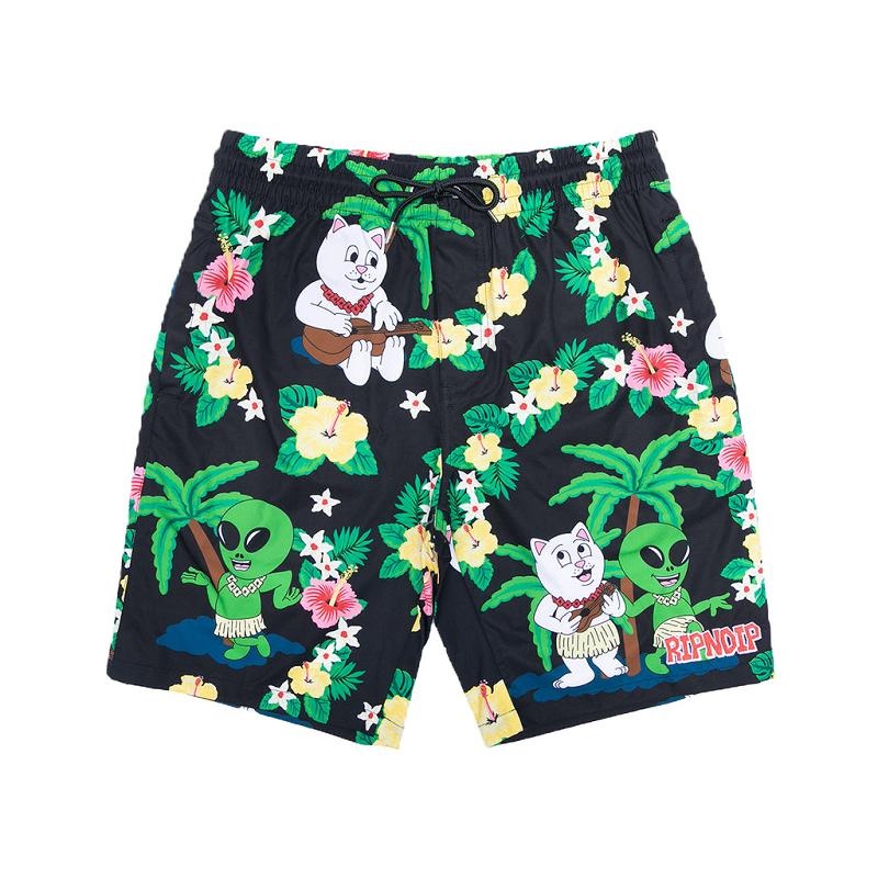 Ripndip Aloha Nerm Swim Shorts Black | CA LH2174