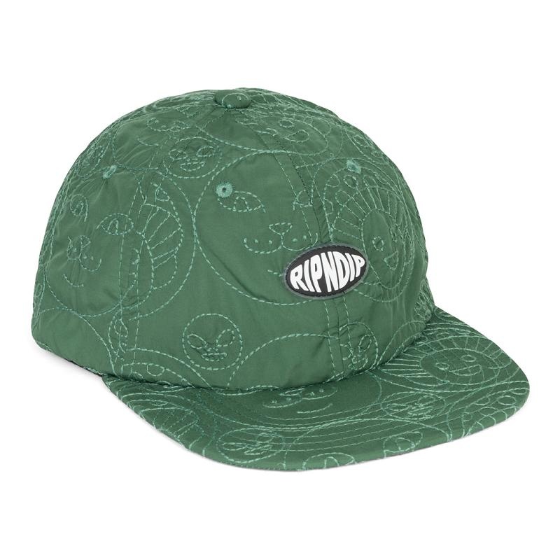 Ripndip Barry Bonds 6 Panel Quilted Strapback Hats Deep Green | CA MA2051