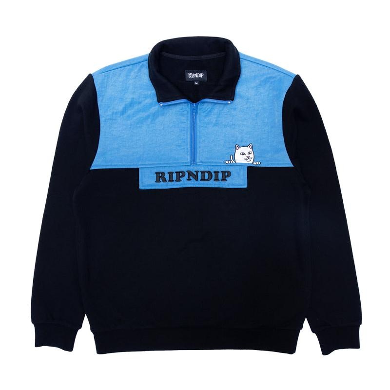 Ripndip Beverly Half Zip Jackets Blue | CA CE2512