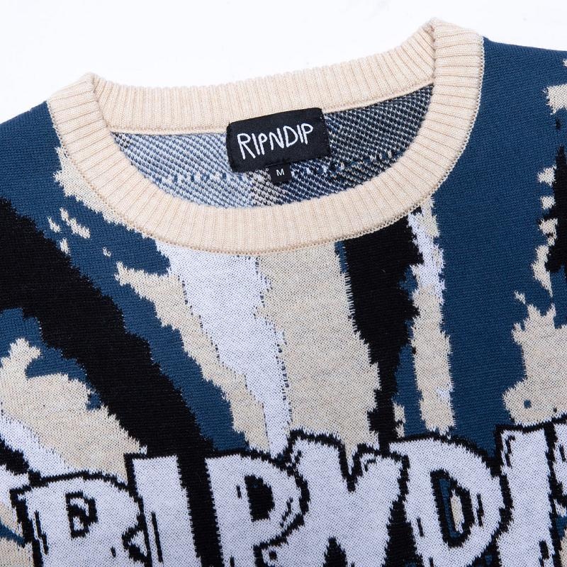 Ripndip Big Smile Knit Sweaters Cream / Navy | CA CE2151