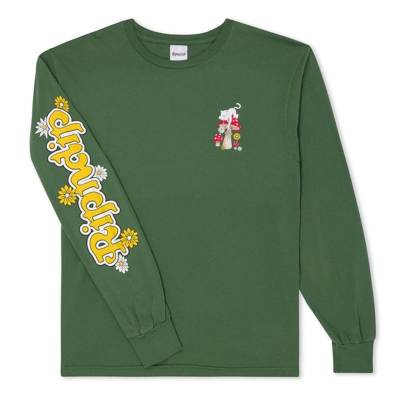 Ripndip Caterpillar Garden Long Sleeve Olive | CA RW2426