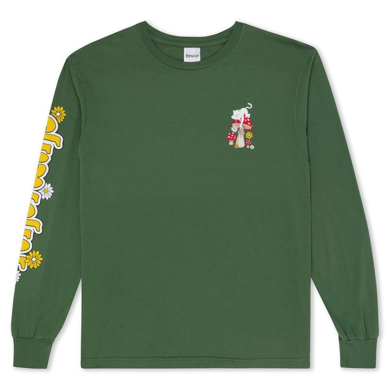 Ripndip Caterpillar Garden Long Sleeve Olive | CA RW2426