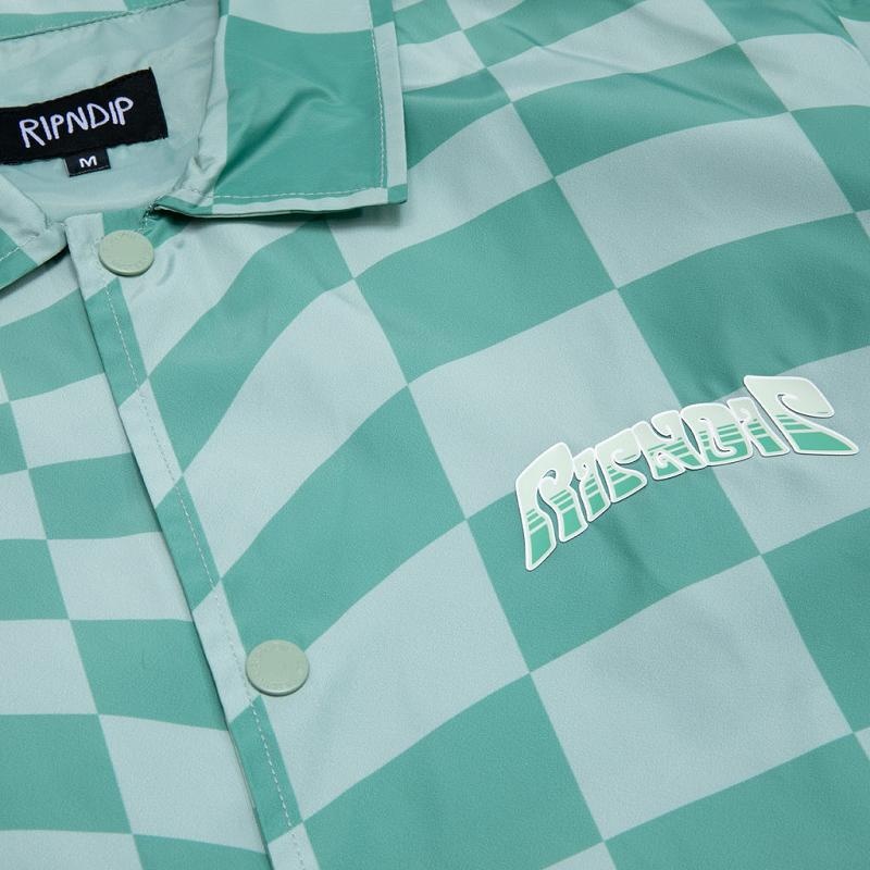 Ripndip Checked Coaches Jackets Green | CA HK2492