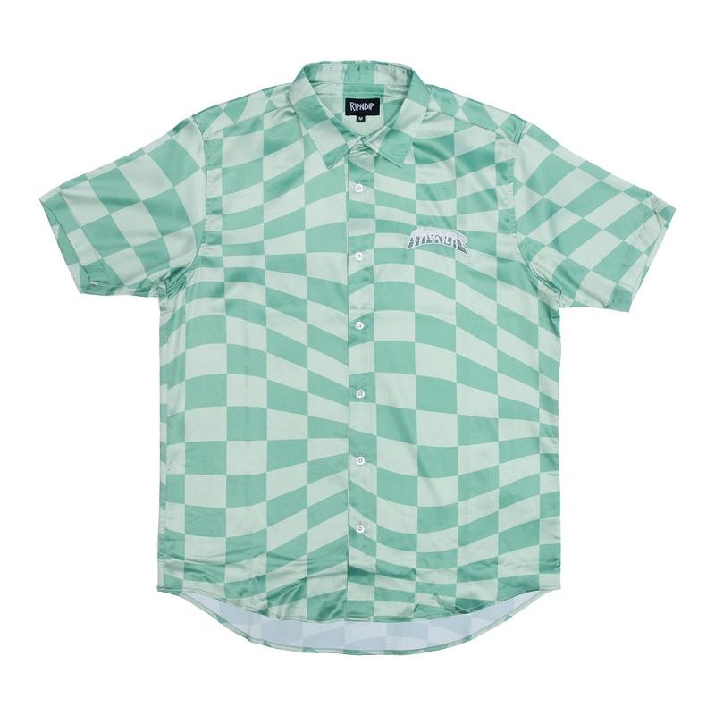 Ripndip Checked Short Sleeve Button Up T Shirts Olive / Deep Green | CA DN2116