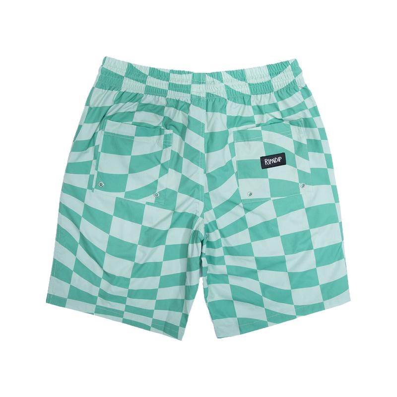 Ripndip Checked Swim Shorts Olive / Deep Green | CA XF2176