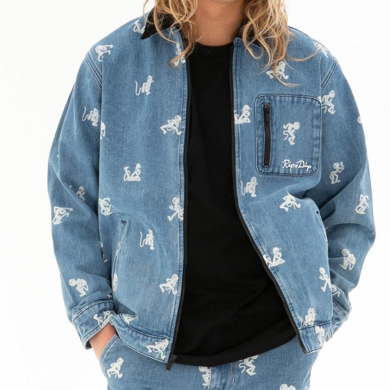 Ripndip Dance Party Denim Work Jackets Wash | CA DN2495