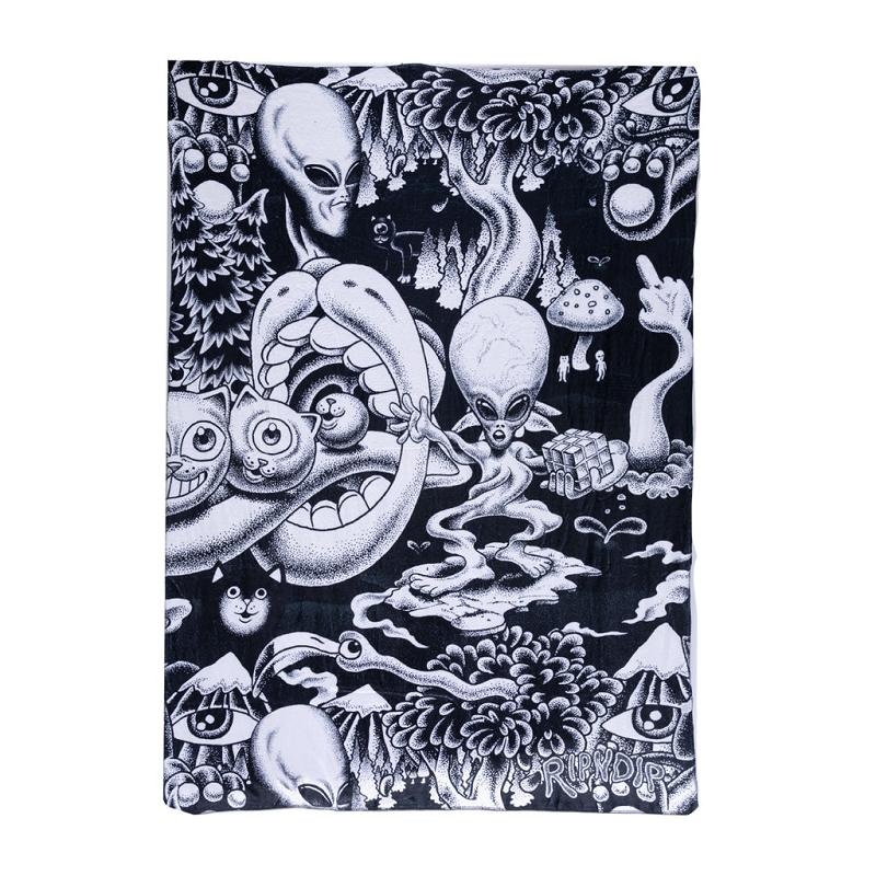 Ripndip Dark Twisted Fantasy Fleece Blanket Accessories Black / White | CA KI2807