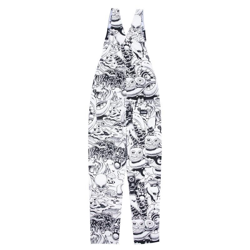 Ripndip Dark Twisted Fantasy Overalls Pants Black / White | CA FM2390