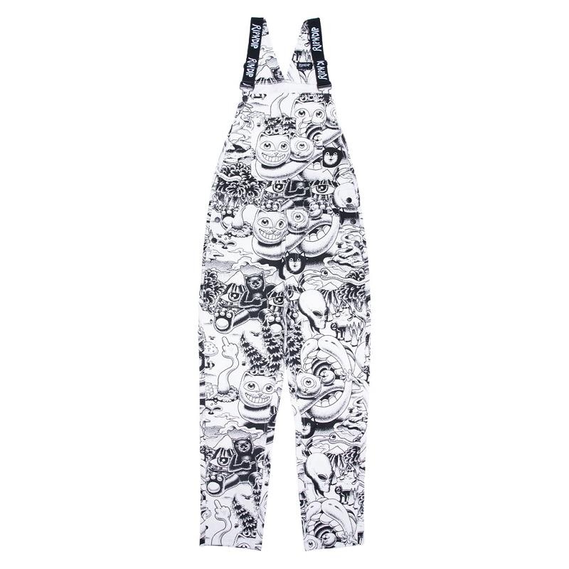 Ripndip Dark Twisted Fantasy Overalls Pants Black / White | CA FM2390