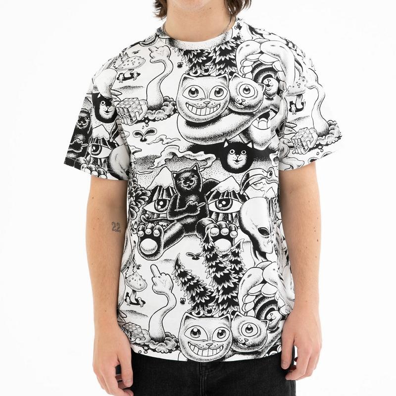 Ripndip Dark Twisted Fantasy Short Sleeve Shirts Black / White | CA TV2264