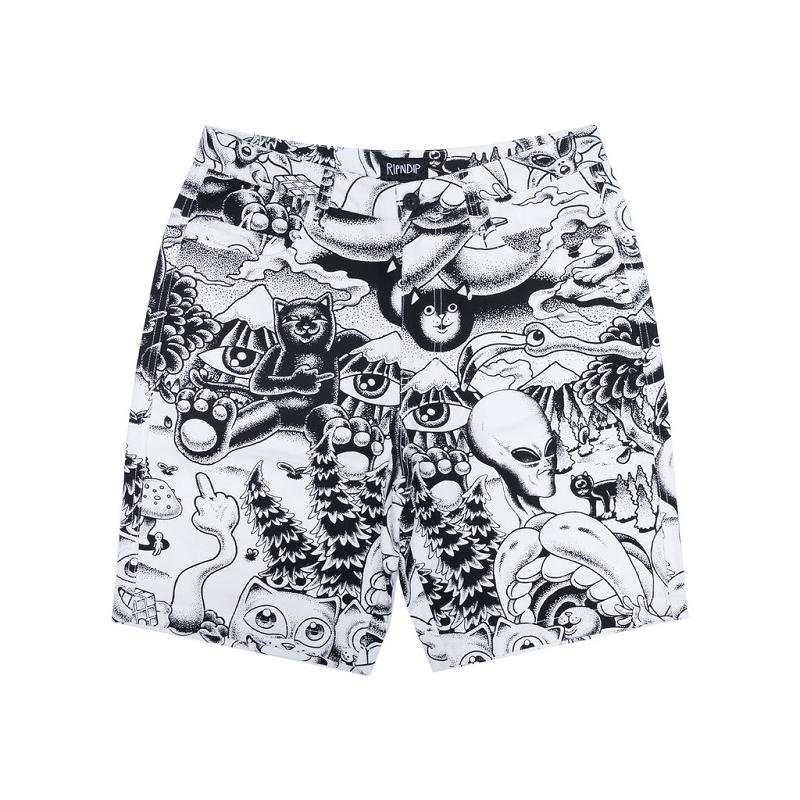 Ripndip Dark Twisted Fantasy Twill Shorts Black / White | CA FM2169