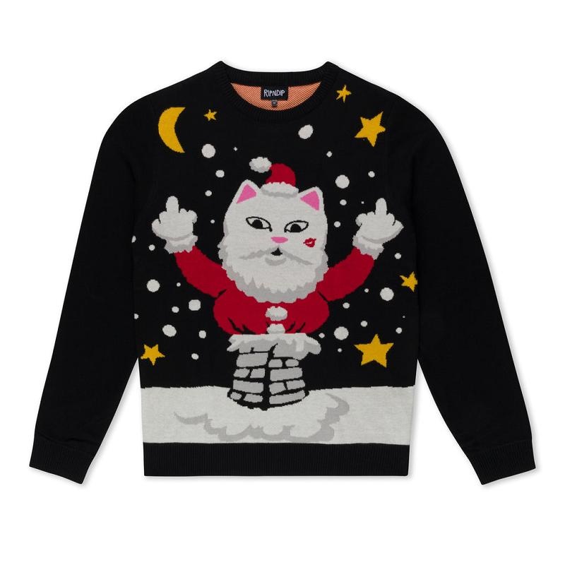 Ripndip Deck The Halls Knit Sweaters Black | CA IS2137