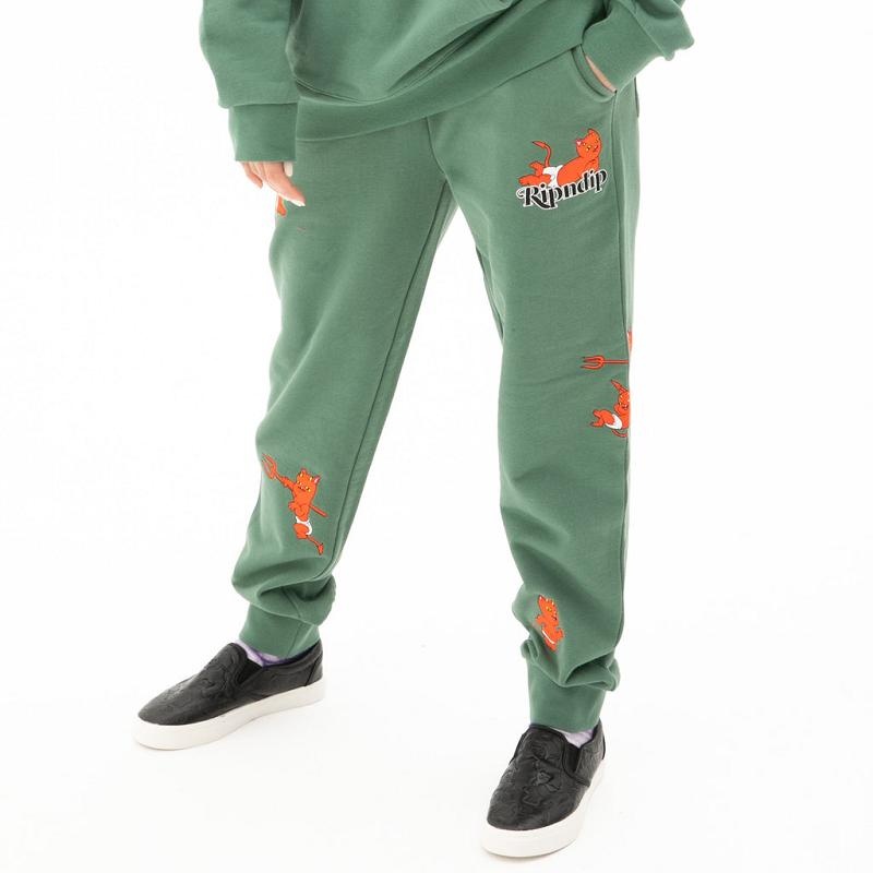 Ripndip Devil Babies Sweatpants Dark Olive | CA CE2125