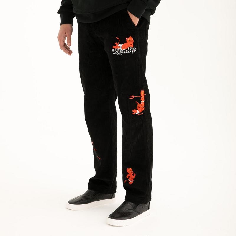 Ripndip Devil Baby Corduroy Pants Black | CA RW2400