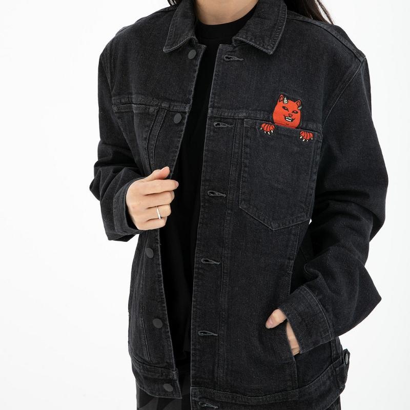 Ripndip Devils Work Denim Jackets Black Wash | CA XF2487