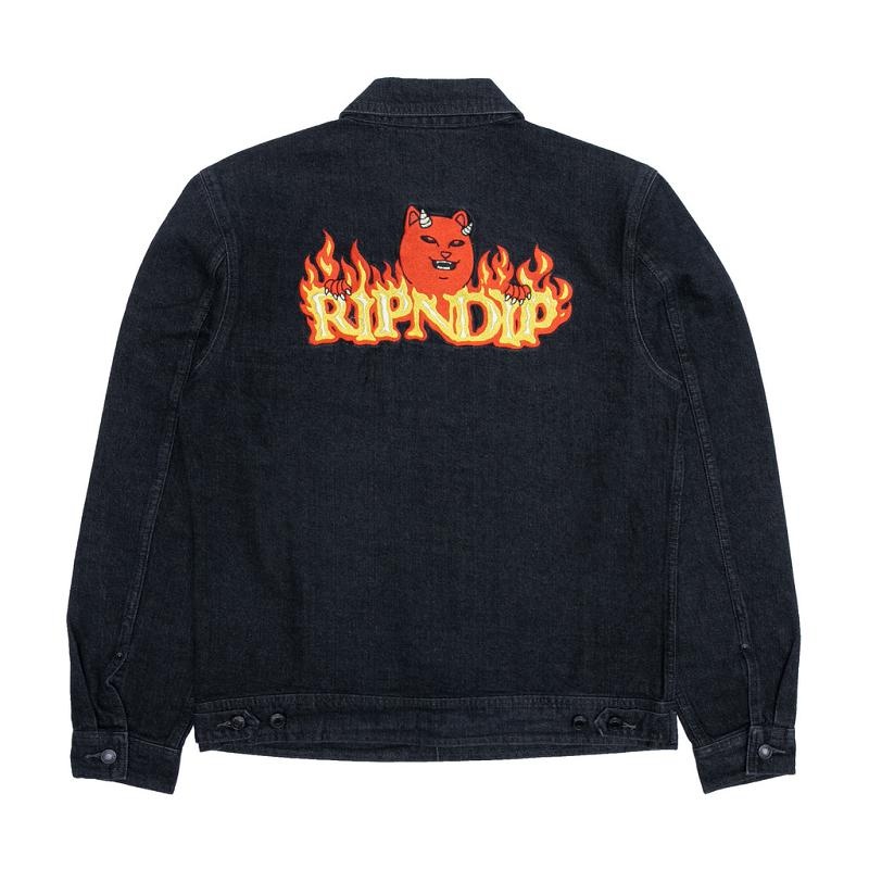 Ripndip Devils Work Denim Jackets Black Wash | CA XF2487