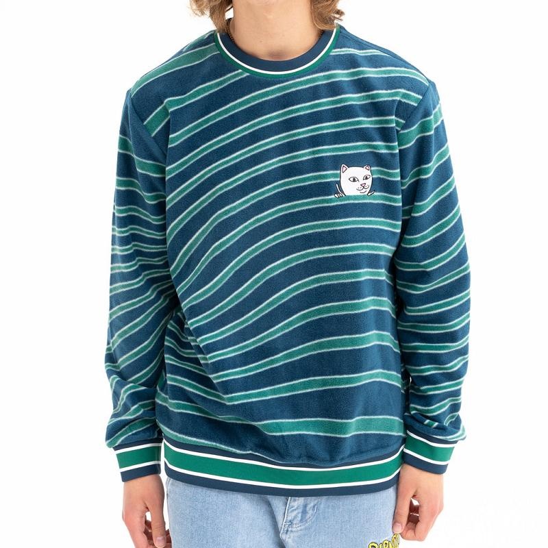 Ripndip Dizzy Nermal Polar Fleece Crewneck Hoodie Navy / Turquoise | CA CE2616