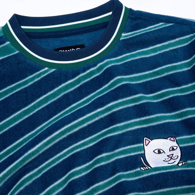 Ripndip Dizzy Nermal Polar Fleece Crewneck Hoodie Navy / Turquoise | CA CE2616