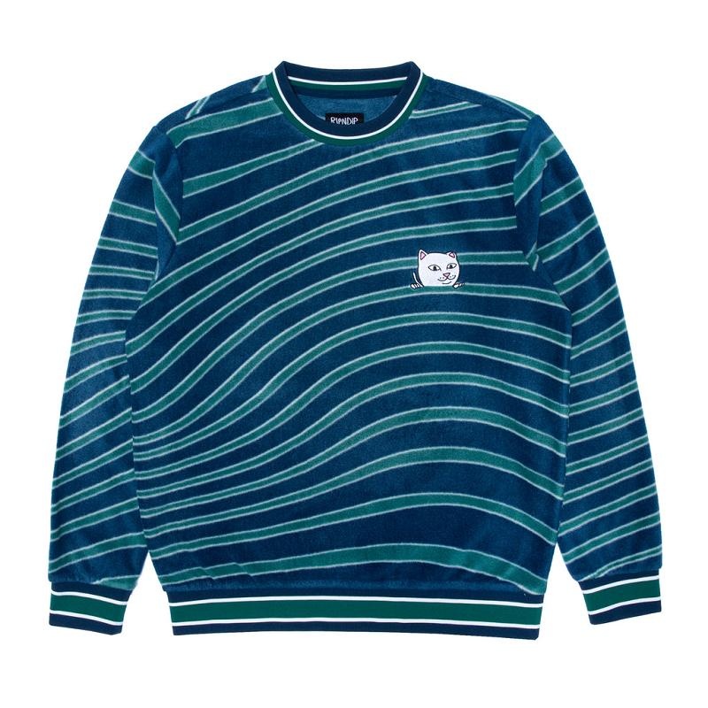 Ripndip Dizzy Nermal Polar Fleece Crewneck Long Sleeve Navy / Turquoise | CA BC2458