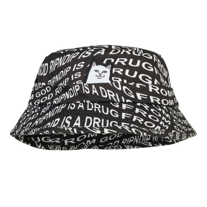 Ripndip Drug From God Lord Nermal Bucket Hats Black | CA KI2069