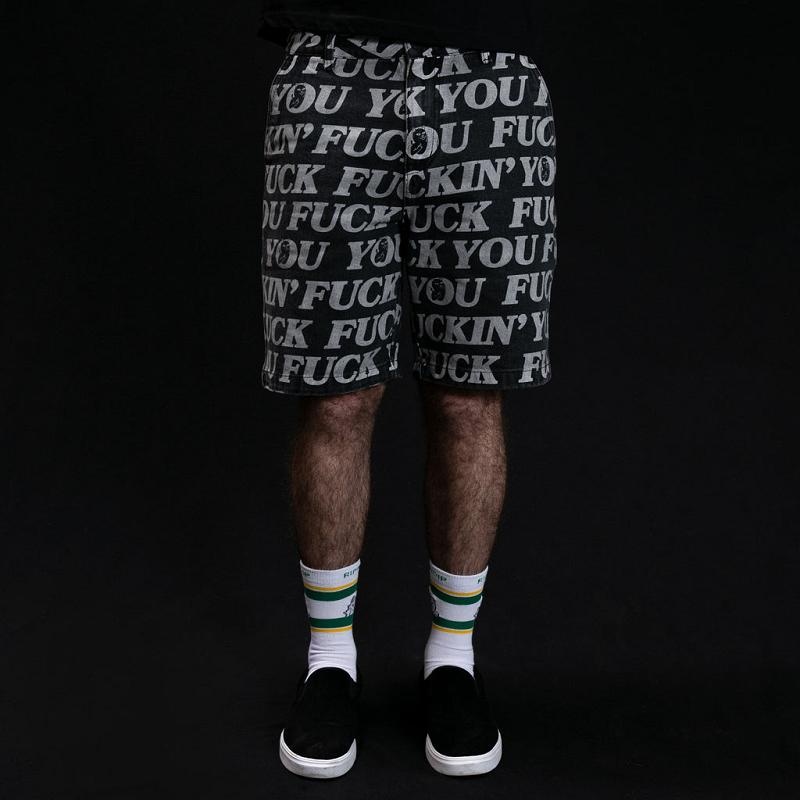 Ripndip Fuckin Fuck Denim Shorts Black | CA YU2161