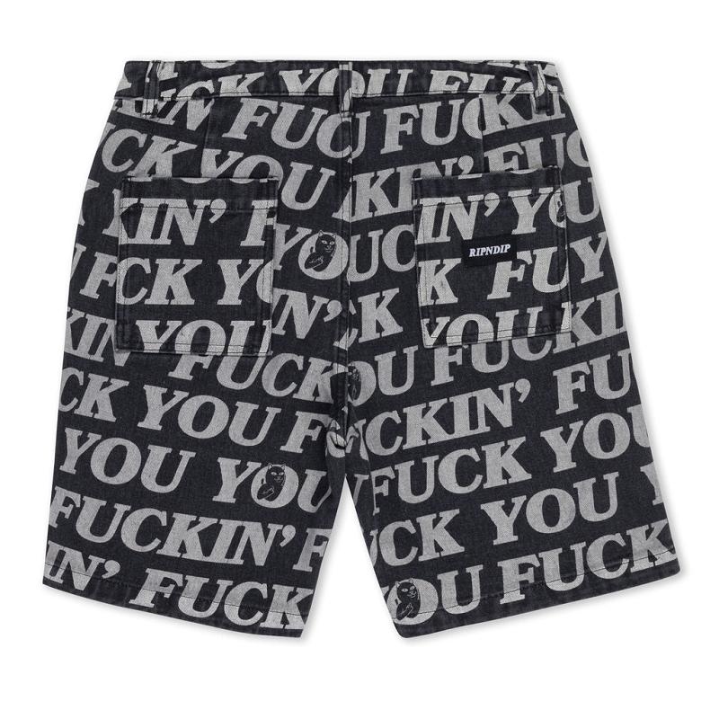 Ripndip Fuckin Fuck Denim Shorts Black | CA YU2161