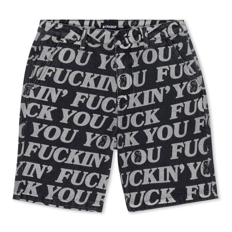 Ripndip Fuckin Fuck Denim Shorts Black | CA YU2161