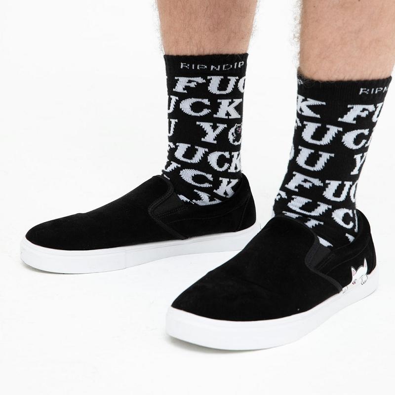 Ripndip Fuckin Fuck Socks Black | CA XF2662