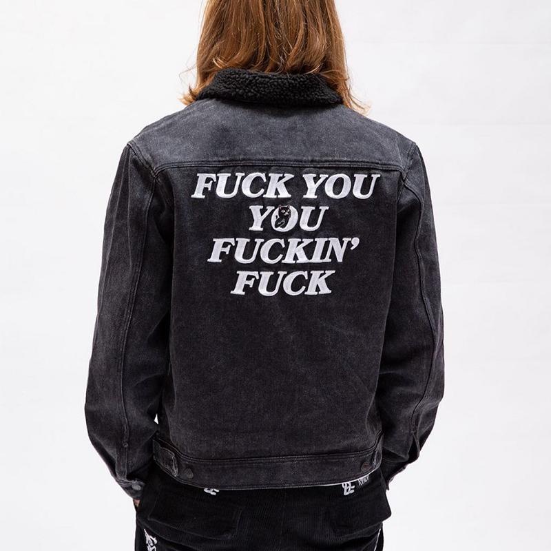 Ripndip Fucking Fuck Denim Sherpa Jackets Black Wash | CA CE2486