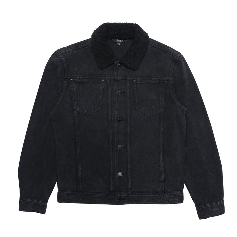 Ripndip Fucking Fuck Denim Sherpa Jackets Black Wash | CA CE2486