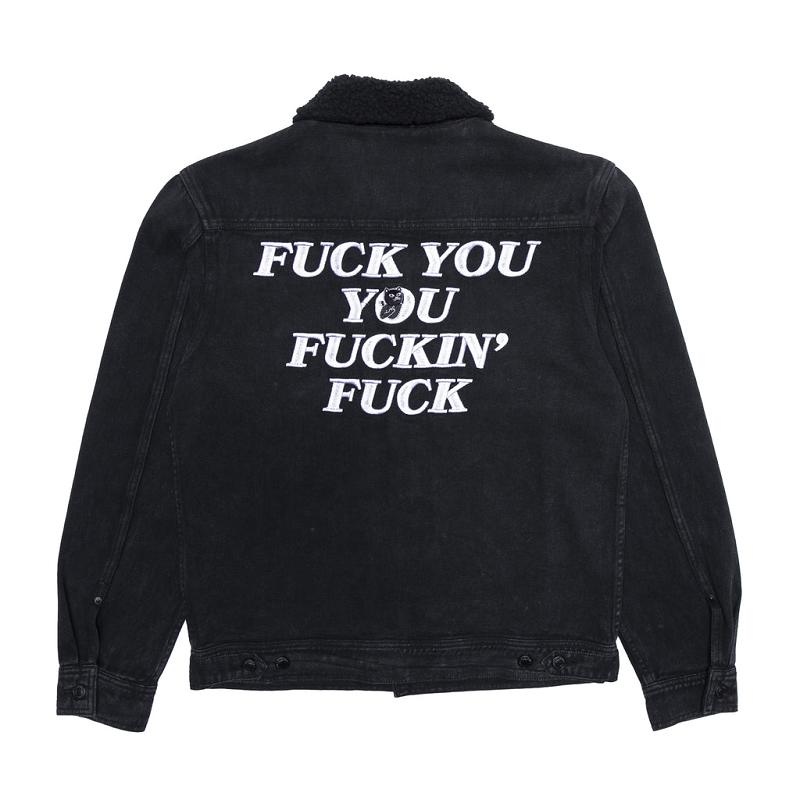 Ripndip Fucking Fuck Denim Sherpa Jackets Black Wash | CA CE2486