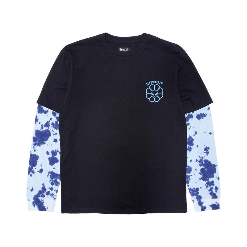 Ripndip Get A Grip Double Sleeve Tee Long Sleeve Black / Light Blue | CA EX2453