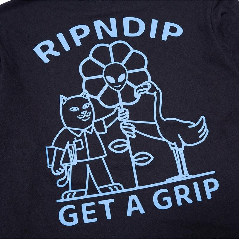 Ripndip Get A Grip Double Sleeve Tee Long Sleeve Black / Light Blue | CA EX2453