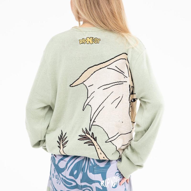 Ripndip Gidora Knit Sweaters Olive | CA BC2153