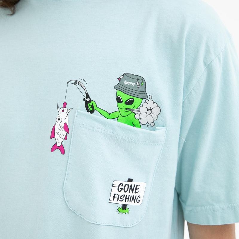 Ripndip Gone Fishing Pocket Shirts Blue | CA VD2256